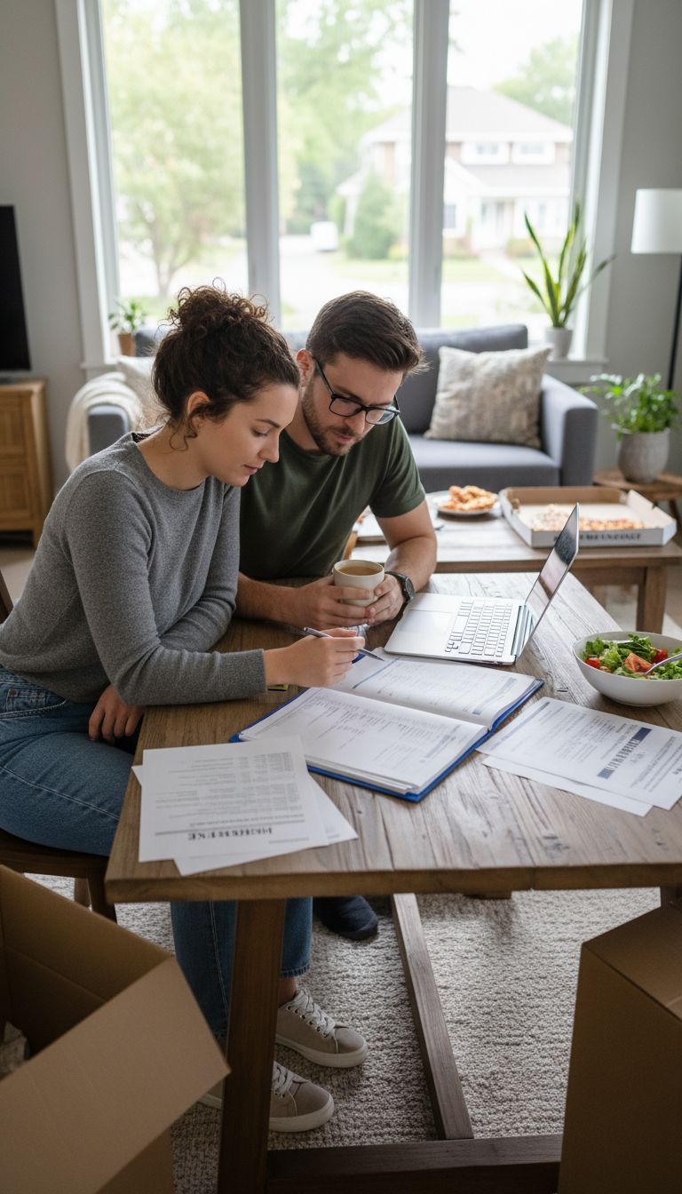 A couple reviewing insurance documents together